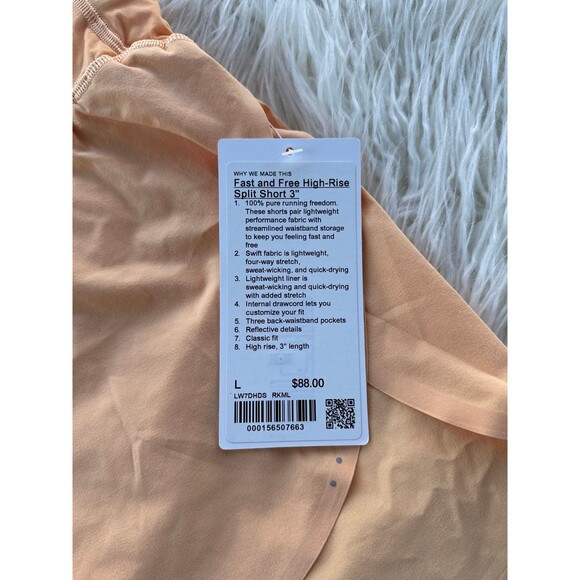 Lululemon Fast and Free High-Rise Classic-Fit Split Short 3" Rock Melon Large - Picture 10 of 11